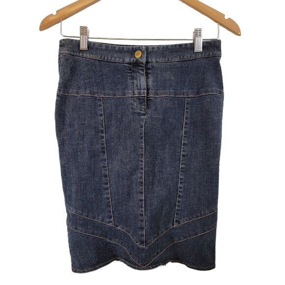 DVF Diane Von Furstenberg Jason Indigo High Waist Above Knee Pencil Skirt Size 2 - Picture 1 of 7